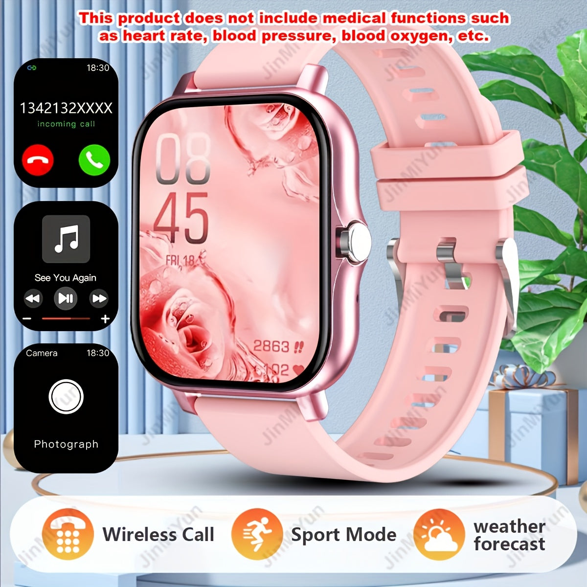 HOT 1.83 Inch Full Screen Touch Sports Smartwatch For Men And Women Sports Outdoor Smartwatch, With Functions Such As Wireless Call/message Reminder/custom Watch Face Wallpaper/multiple Sports Modes, Message Reminder Multi-fu