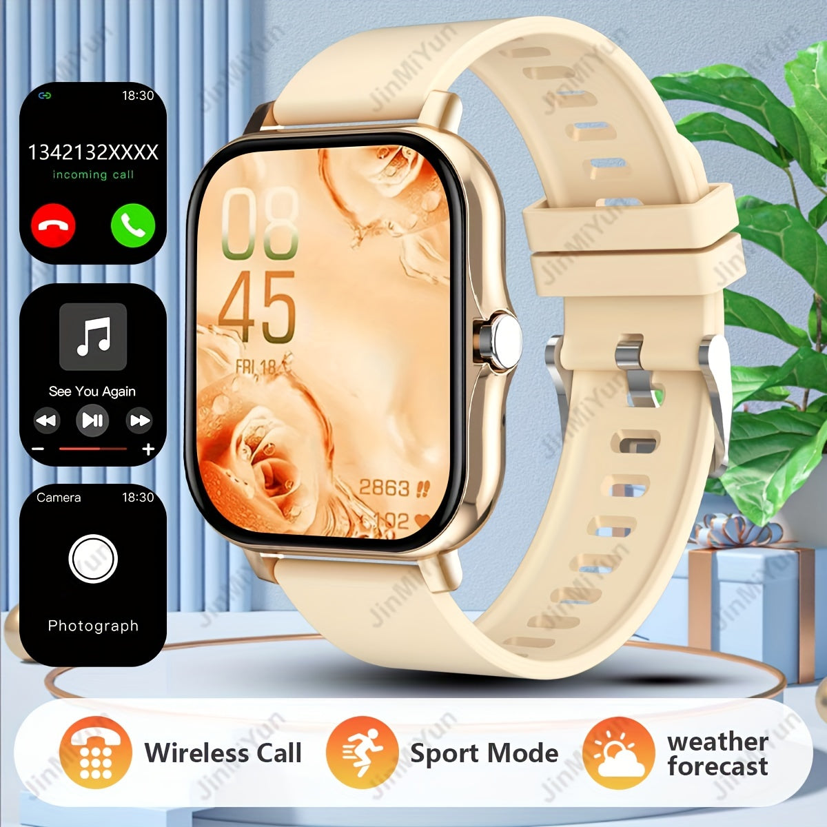 HOT 1.83 Inch Full Screen Touch Sports Smartwatch For Men And Women Sports Outdoor Smartwatch, With Functions Such As Wireless Call/message Reminder/custom Watch Face Wallpaper/multiple Sports Modes, Message Reminder Multi-fu