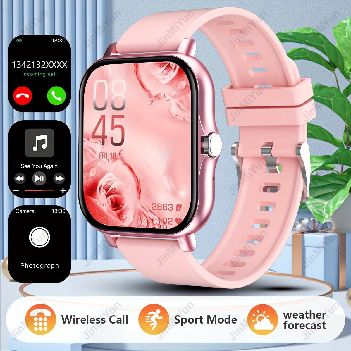 HOT 1.83 Inch Full Screen Touch Sports Smartwatch For Men And Women Sports Outdoor Smartwatch, With Functions Such As Wireless Call/message Reminder/custom Watch Face Wallpaper/multiple Sports Modes, Message Reminder Multi-fu