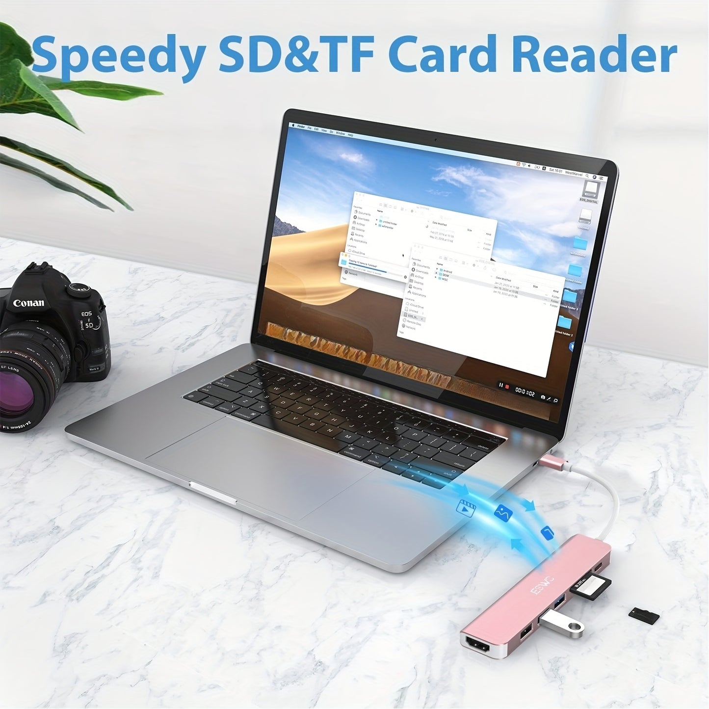 Seven Port USB-C Docking Station Hub - Expand Your Laptop's Capabilities - Rose Golden, Compact, High-Speed Data Transfer, Multi-Device Connection, and Power Delivery
