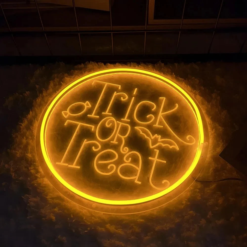 Spooky Trick or Treat USB Neon Sign,