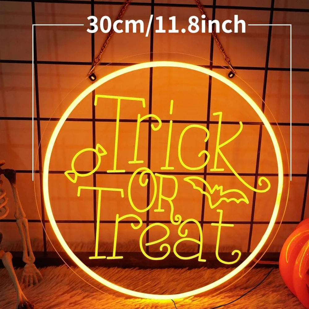 Spooky Trick or Treat USB Neon Sign,