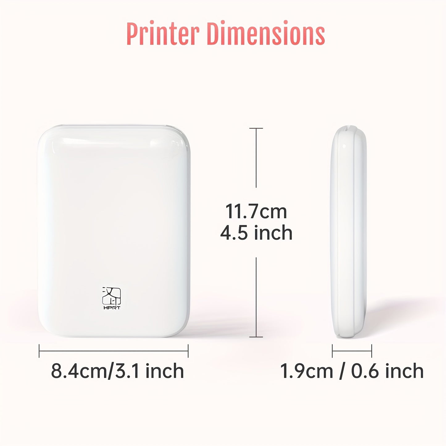 HPRT Wireless Portable Photo Printer - Mini Color Printer For IOS/Android Devices - ZINK Printing - Direct Printing From Mobile Phones - High Definition Color Reproduction (Free 5 Sheets Of Paper)