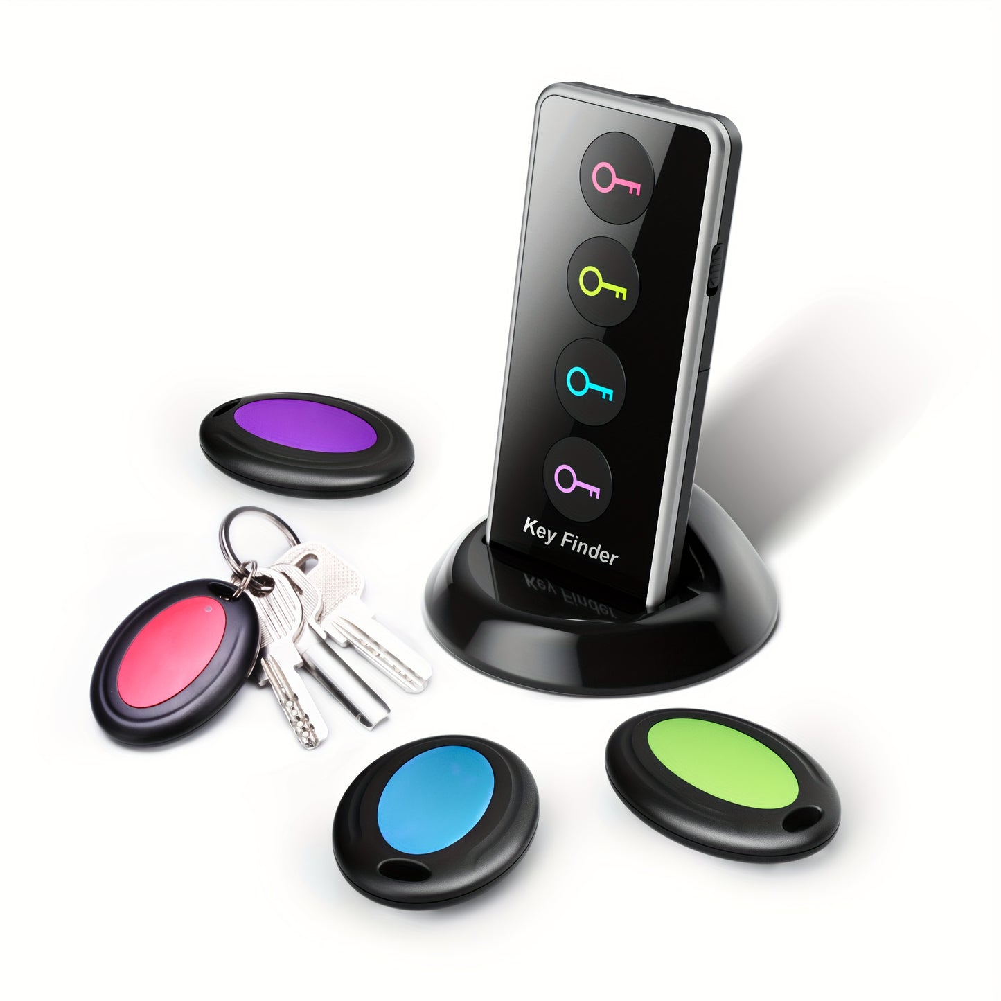 1 Transmitter & 4 Receivers Key Finder Locator, Wireless Key Tracker with Easy Tracking, Perfect for Seniors, Anti-Loss Device for Finding Car Keys, Phones, Wallet, Remote Control, Ideal Gift for Christmas